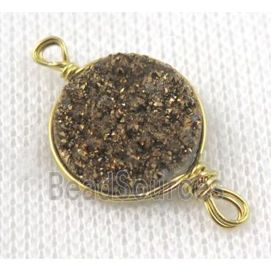 druzy quartz connector, gold plated