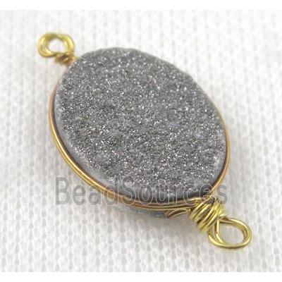 druzy quartz connector, gold plated