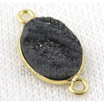 black sunagate druzy connector, oval