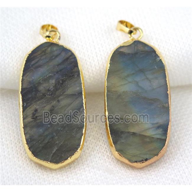 Labradorite oval pendant, gold plated