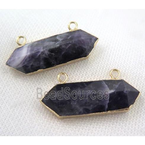 amethyst bullet pendant, faceted, gold plated