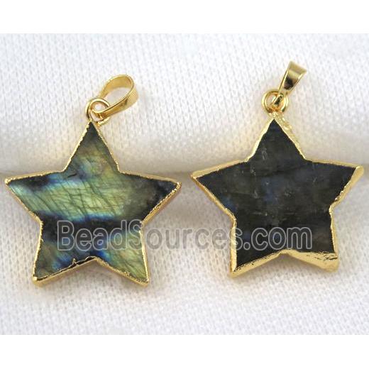 Labradorite star pendant, gold plated