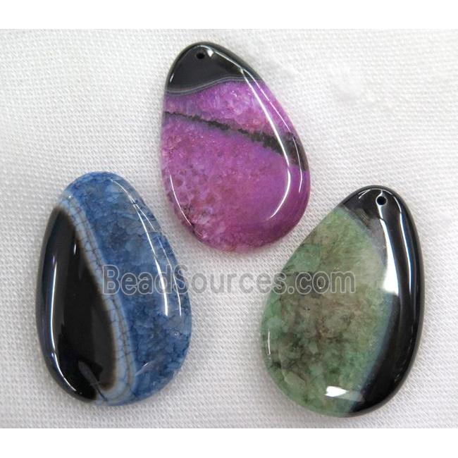 druzy agate slice pendant, teardrop