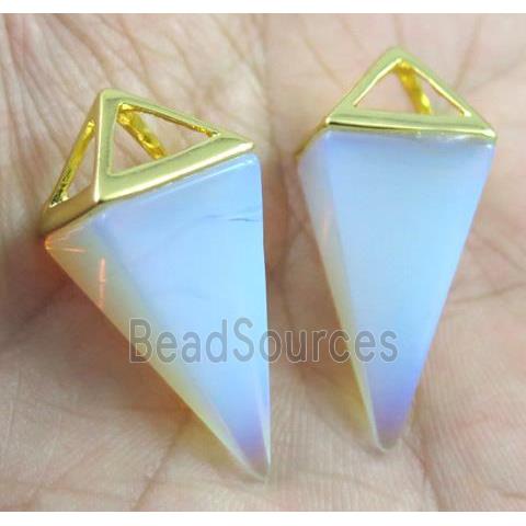 white opalite pendulum pendant, gold plated