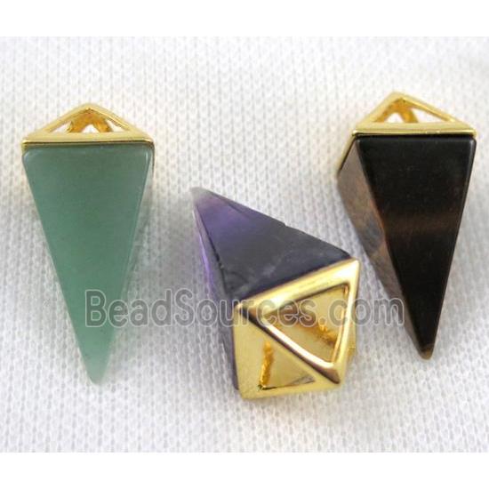 mix gemstone pendulum pendant, gold plated