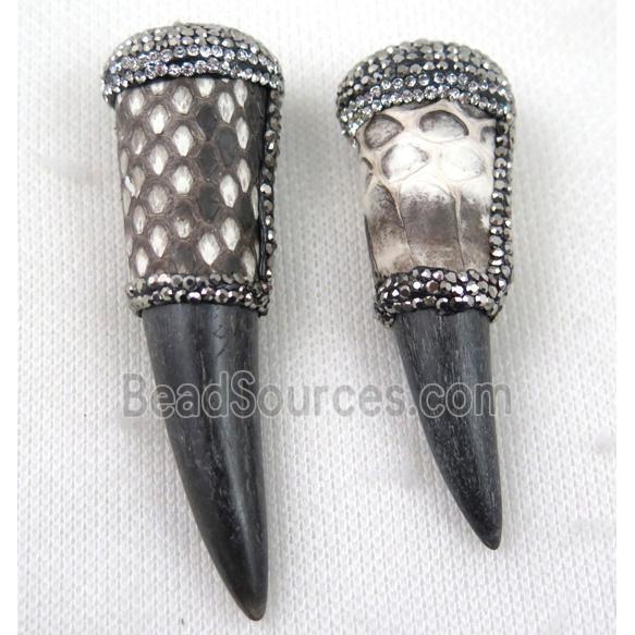 cattle horn pendant paved rhinestone