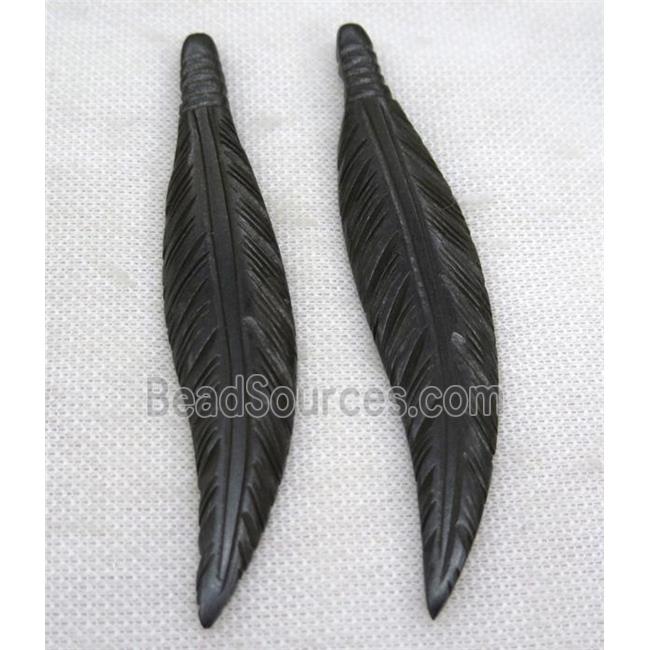 black bone feather pendant