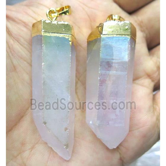 clear quartz stick pendant, AB color