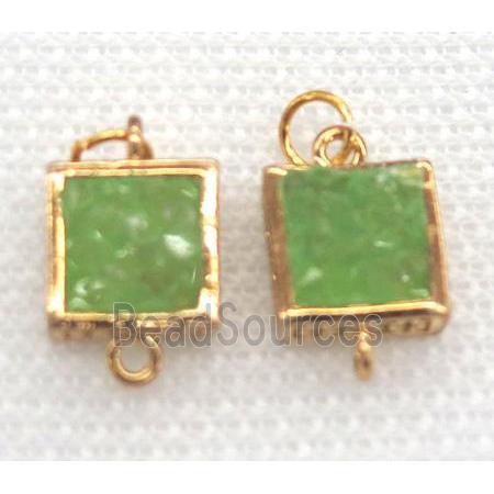 gemstone connector, square, gold plated