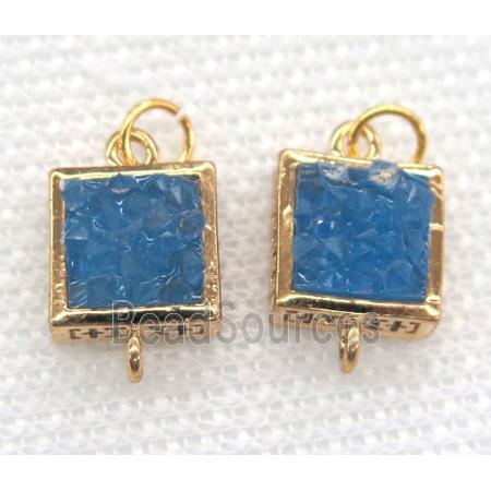 gemstone connector, square, gold plated