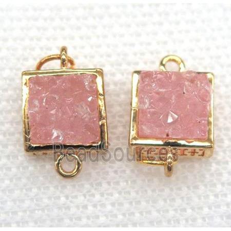 gemstone connector, square, gold plated