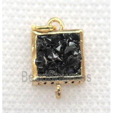 gemstone connector, square, gold plated