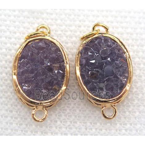 gemstone connector, oval, gold plated