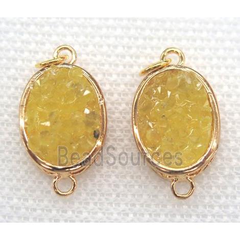 gemstone connector, oval, gold plated