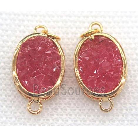 gemstone connector, oval, gold plated