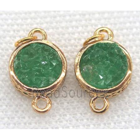 gemstone connector, round, gold plated