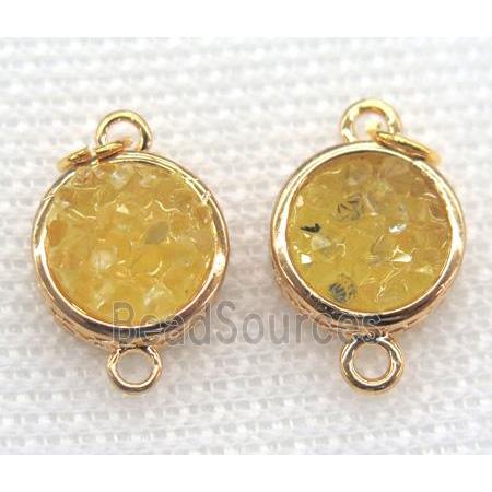 gemstone connector, round, gold plated