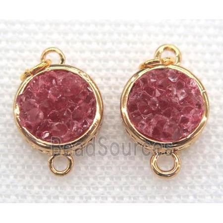 gemstone connector, round, gold plated