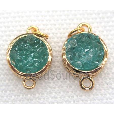 gemstone connector, round, gold plated