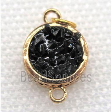 gemstone connector, round, gold plated