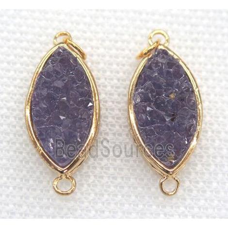 gemstone connector, oval, gold plated