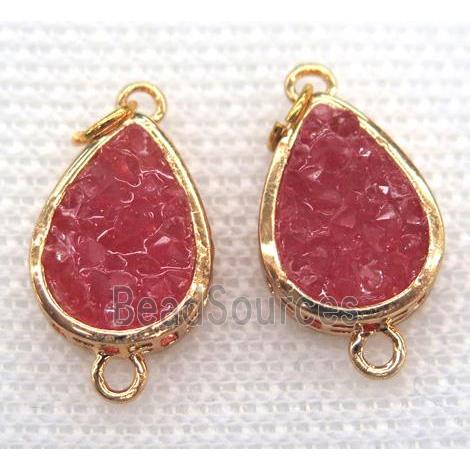 gemstone connector, teardrop, gold plated