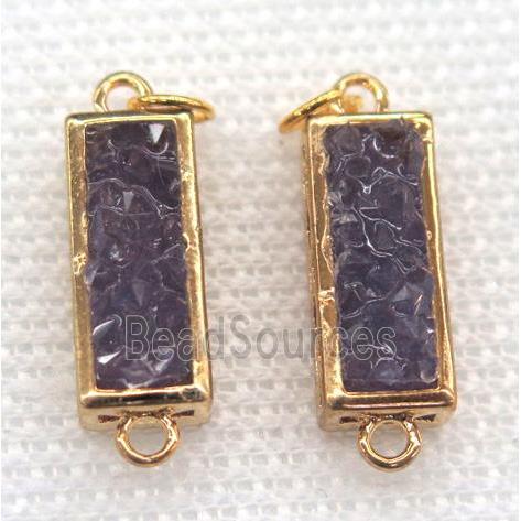 gemstone connector, rectangle, gold plated