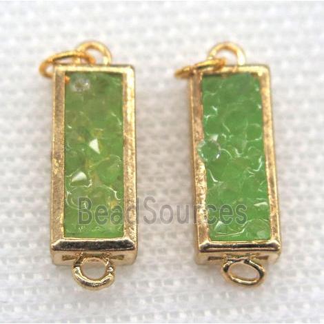 gemstone connector, rectangle, gold plated