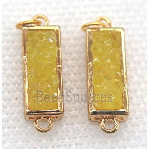 gemstone connector, rectangle, gold plated