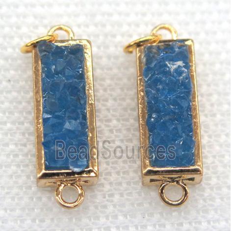 gemstone connector, rectangle, gold plated