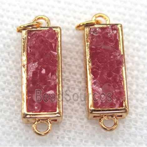 gemstone connector, rectangle, gold plated