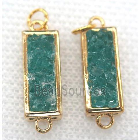 gemstone connector, rectangle, gold plated