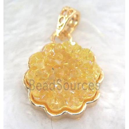 druzy resin pendant, gold plated