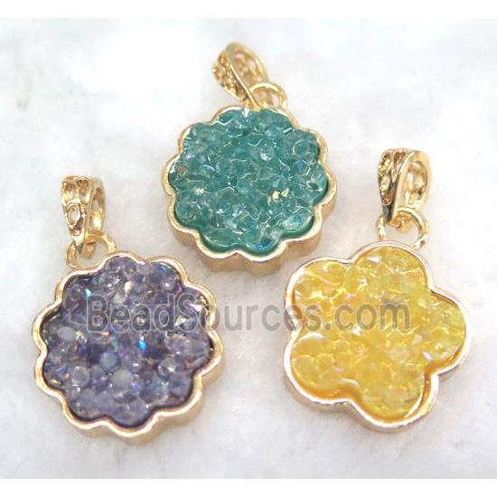 druzy resin pendant, gold plated