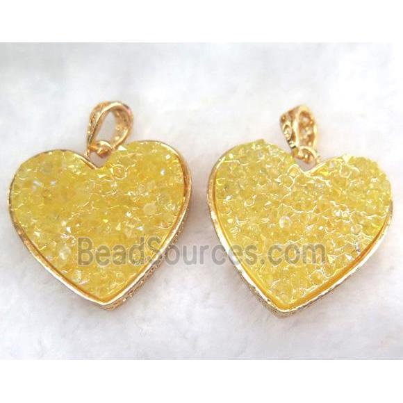 druzy resin pendant, gold plated