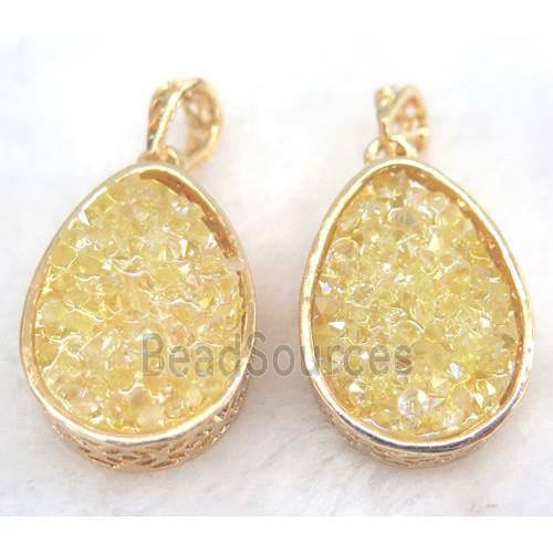 druzy resin pendant, gold plated