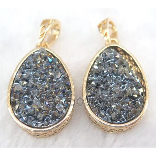 druzy resin pendant, gold plated