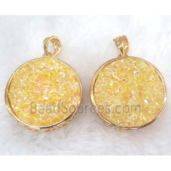 druzy resin pendant, gold plated