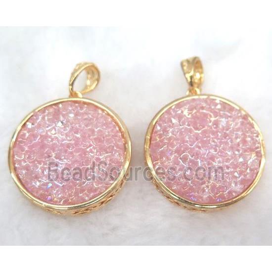 druzy resin pendant, gold plated