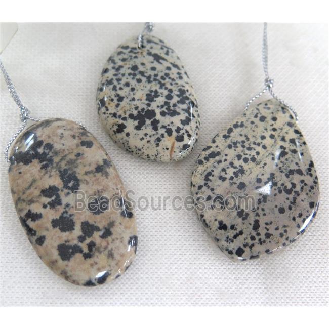 black spotted dalmatian jasper pendant, freeform