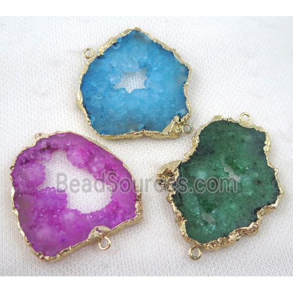 druzy sunagate connector, mix color, freeform