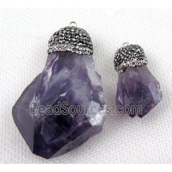 Amethyst pendant paved rhinestone