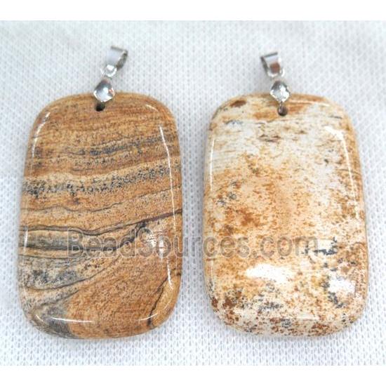 Picture Jasper rectangle pendant, yellow