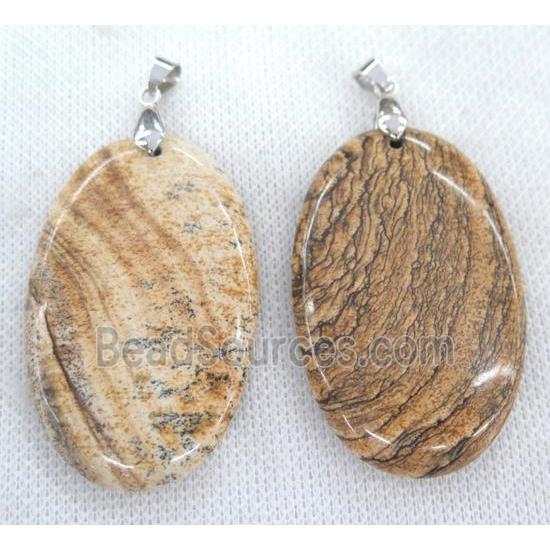 Picture Jasper oval pendant, yellow