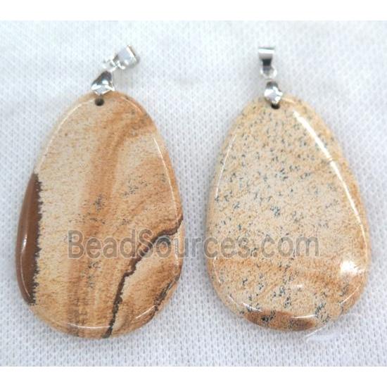 Picture Jasper teardrop pendant, yellow