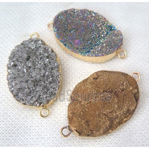 druzy quartz connector, freeform, mix color, AB-grade