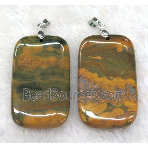 ocean jasper pendant, rectangle, yellow