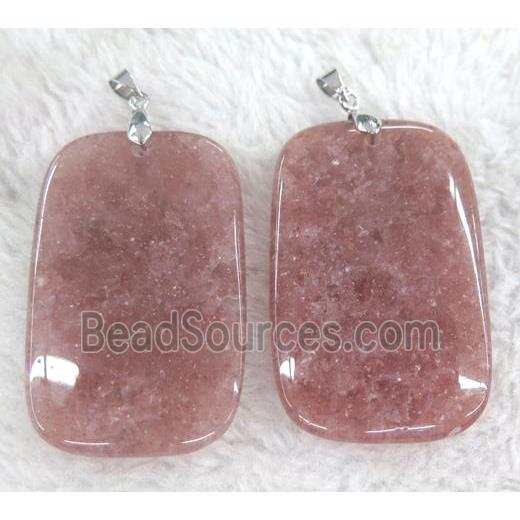 Strawberry Quartz pendant, rectangle, pink