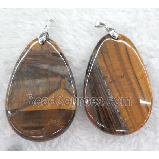 Iron Tiger eye stone pendant, teardrop