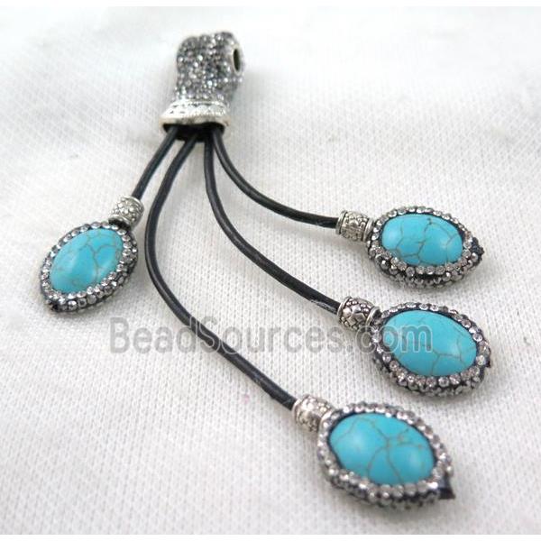 turquoise tassel pave rhinestone, blue